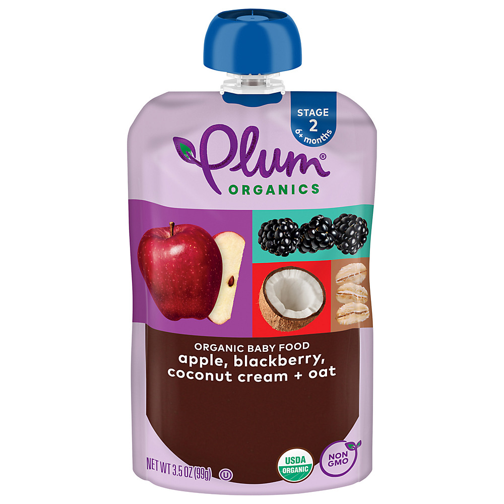 Calories in Plum Organics 2nd Stage Apple Blackberry Coconut Cream & Oat, 3.5 oz