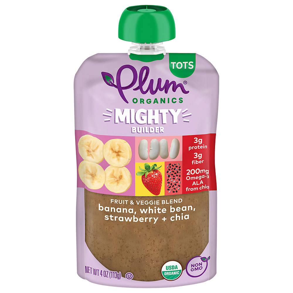Calories in Plum Organics Mighty Protein & Fiber Banana White Bean Strawberry & Chia, 4 oz