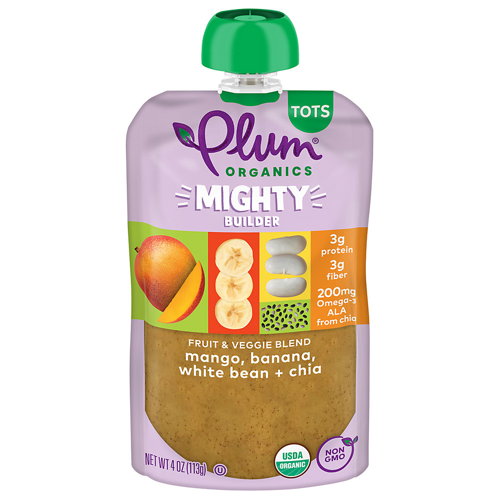 Calories in Plum Organics Protein & Fiber Mango Banana White Bean Sunflower Butter Chia, 4 oz