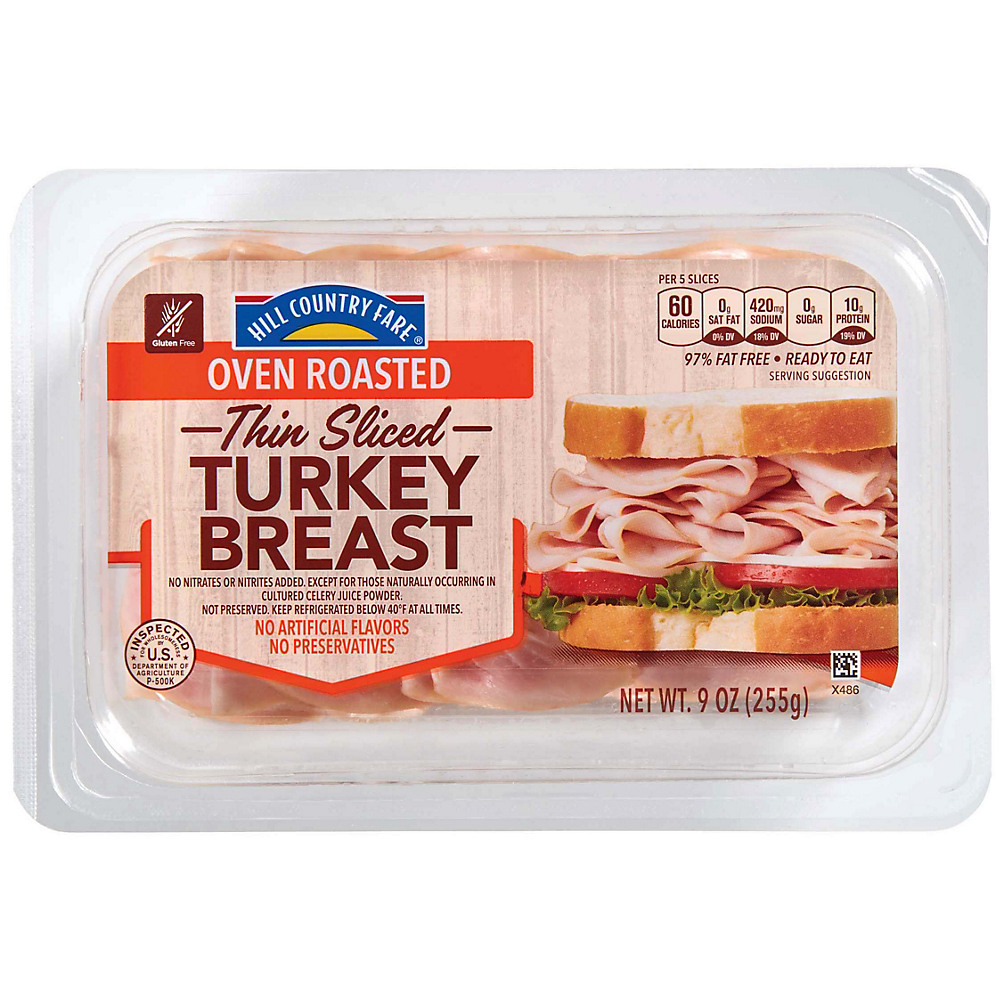 Calories in Hill Country Fare Oven Roasted Thin Sliced Turkey, 9 oz