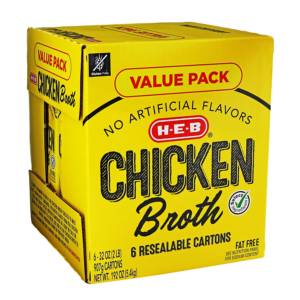 Calories in H-E-B Select Ingredients Chicken Broth Club Pack, 6 ct