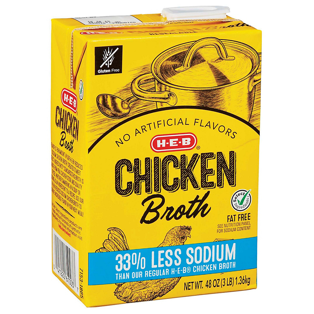Calories in H-E-B Select Ingredients Reduced Sodium Chicken Broth, 48 oz