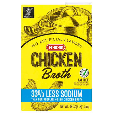 H-E-B Reduced Sodium Chicken Broth, 48 oz