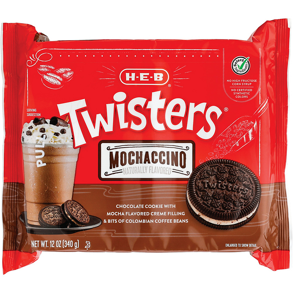 Calories in H-E-B Select Ingredients Mochaccino Twisters Cookies, 12 oz