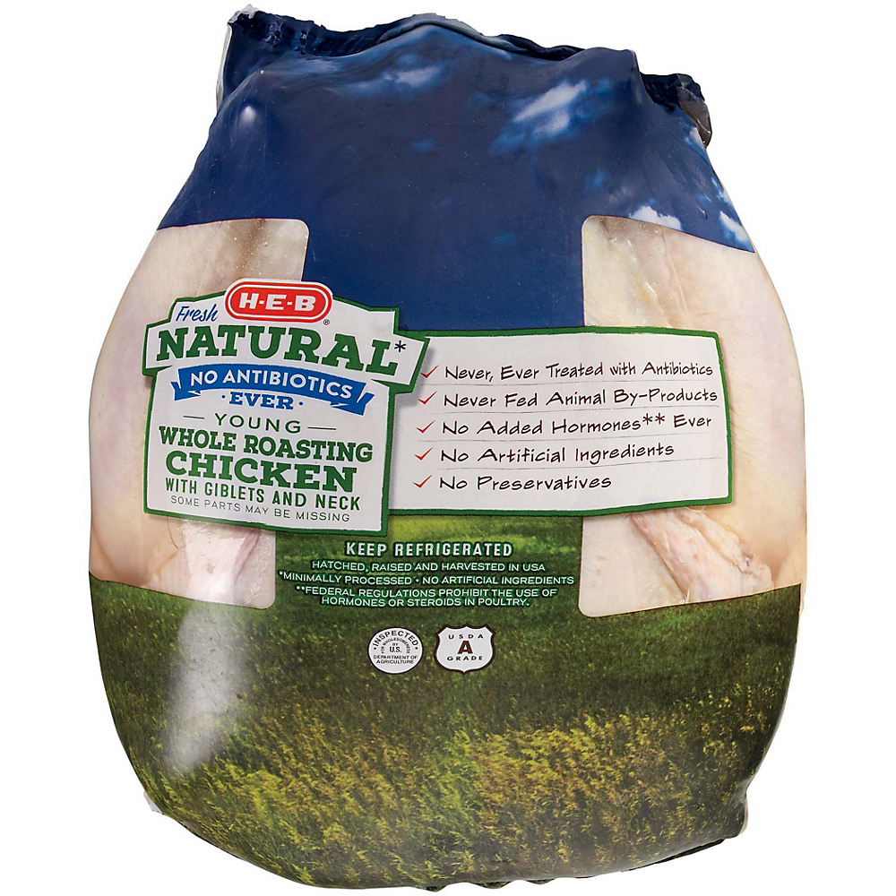Calories in H-E-B Natural Whole Roasting Chicken , Avg. 6.44 lbs