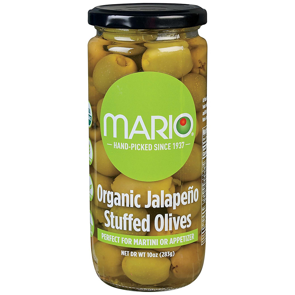 Calories in Mario Organic Jalapeno Stuffed Olives, 10 oz