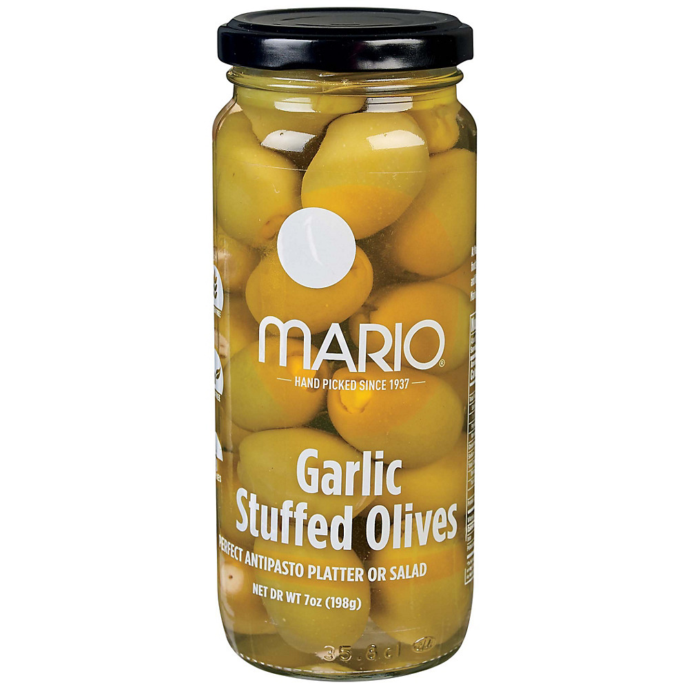 Calories in Mario Garlic Stuffed Olives, 7 oz