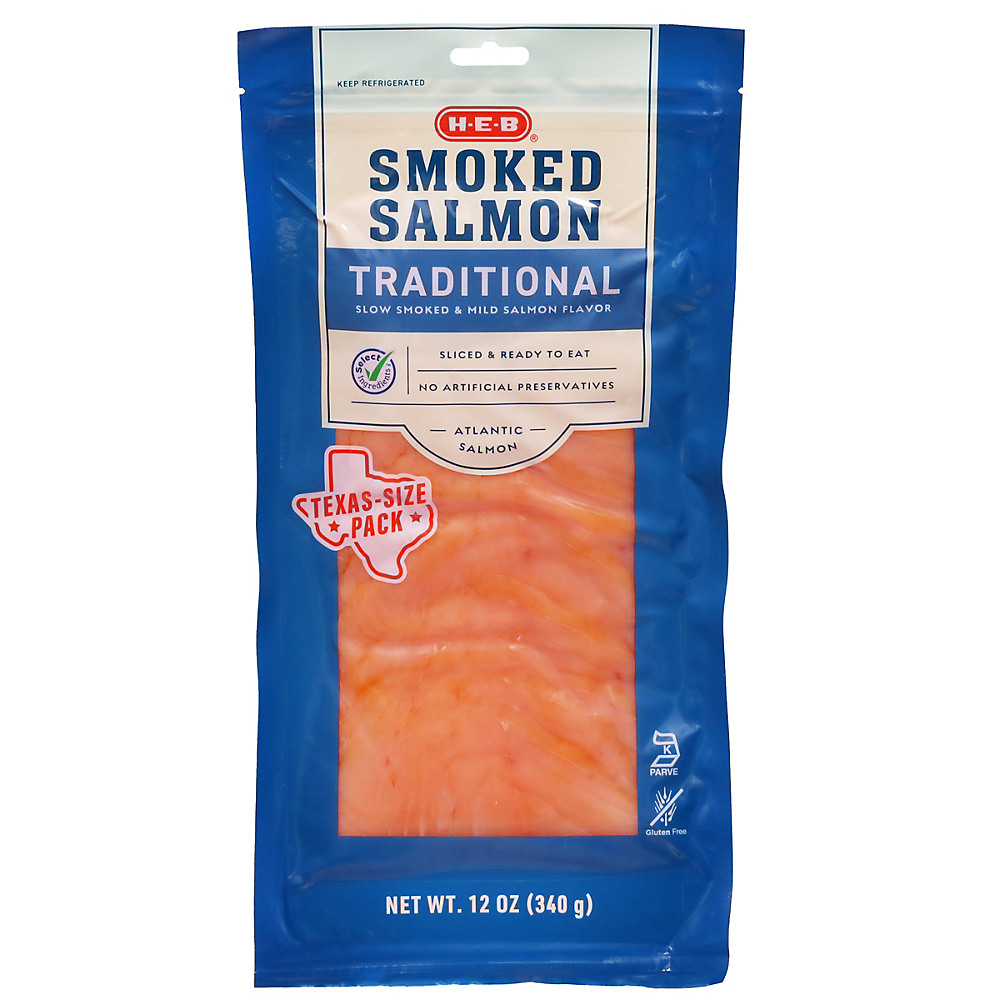 Calories in H-E-B Select Ingredients Nova Smoked Atlantic Salmon, 12 oz