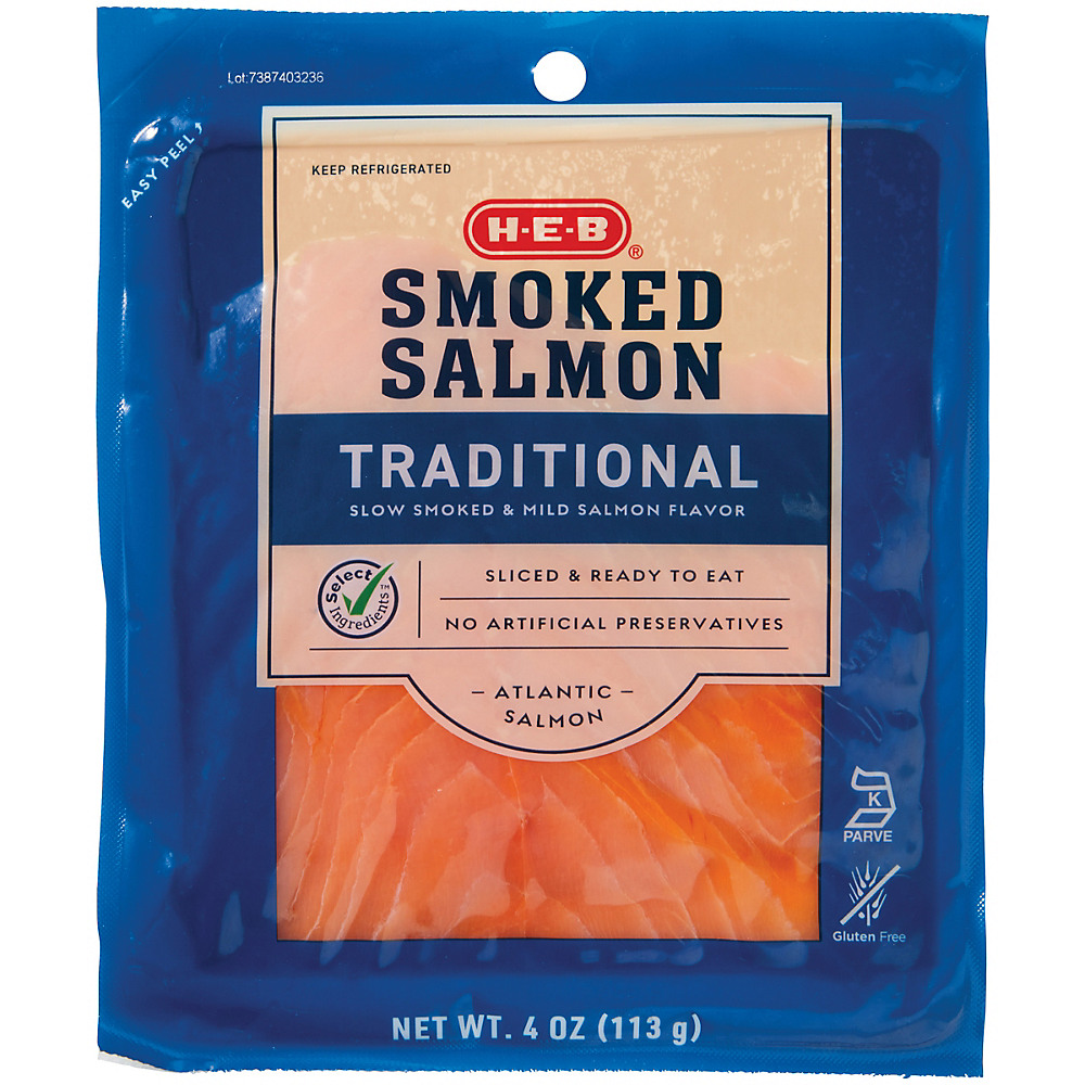 Calories in H-E-B Select Ingredients Nova Smoked Atlantic Salmon, 4 oz