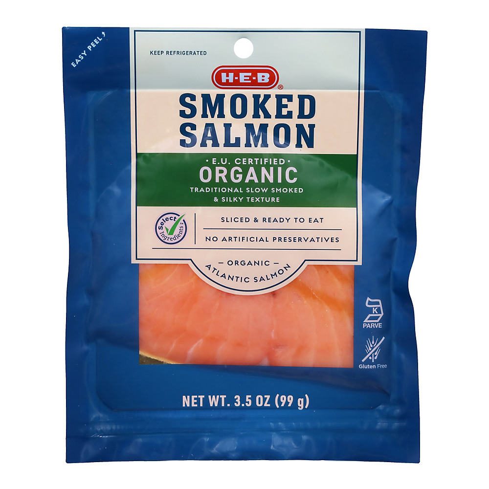 Calories in H-E-B Select Ingredients Organic Smoked Atlantic Salmon, 4 oz