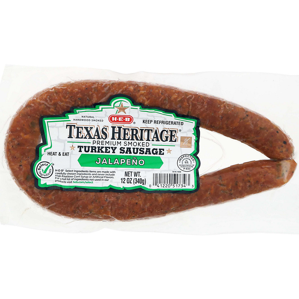 Calories in H-E-B Select Ingredients Texas Heritage Jalapeno Turkey Sausage, 12 oz