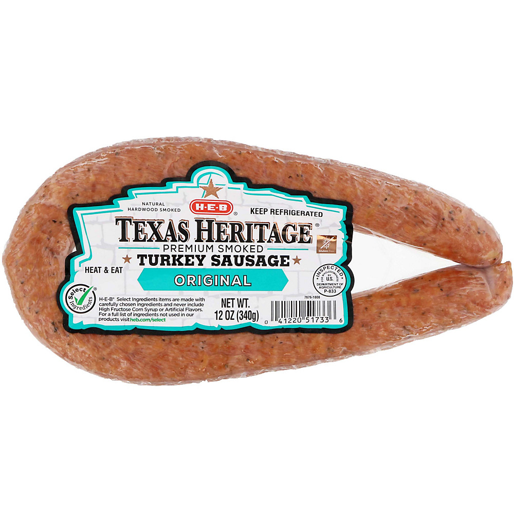Calories in H-E-B Select Ingredients Texas Heritage Original Turkey Smoked Sausage, 12 oz