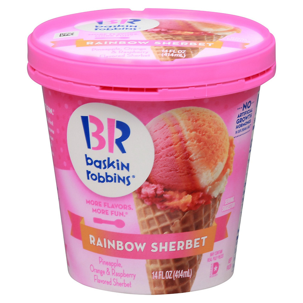 Calories in Baskin Robbins Rainbow Sherbet, 1 pt