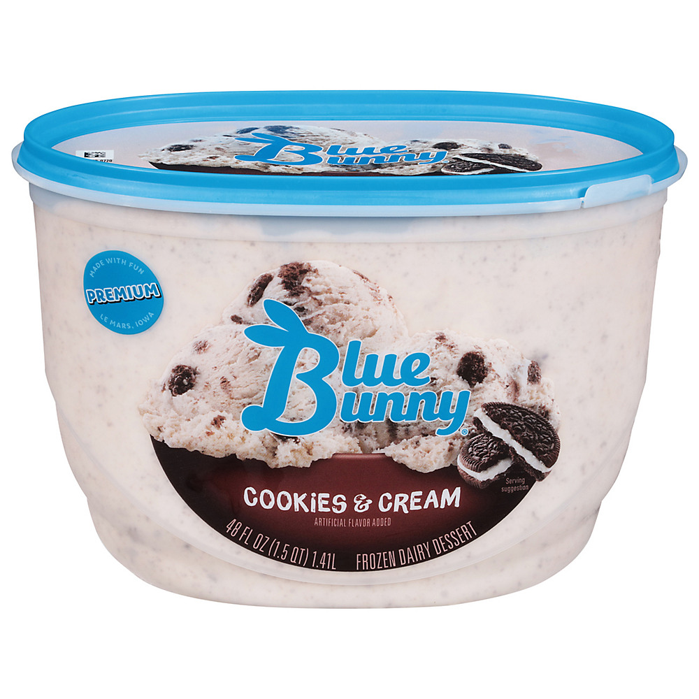 Calories in Blue Bunny Cookies & Cream Ice Cream, 1.5 qt
