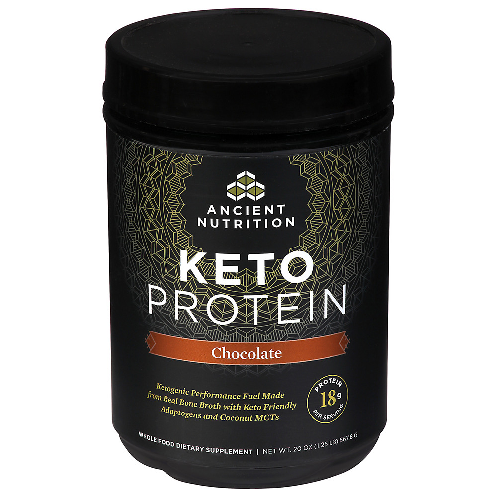 Calories in Ancient Nutrition Keto Protein Chocolate Powder, 19 oz