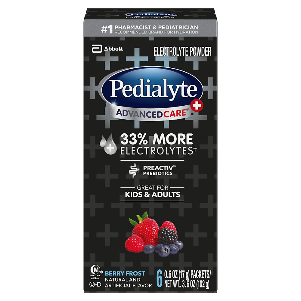 Calories in Pedialyte AdvancedCare Plus Electrolyte Powder Berry Frost Powder 6 pk, 0.6 oz
