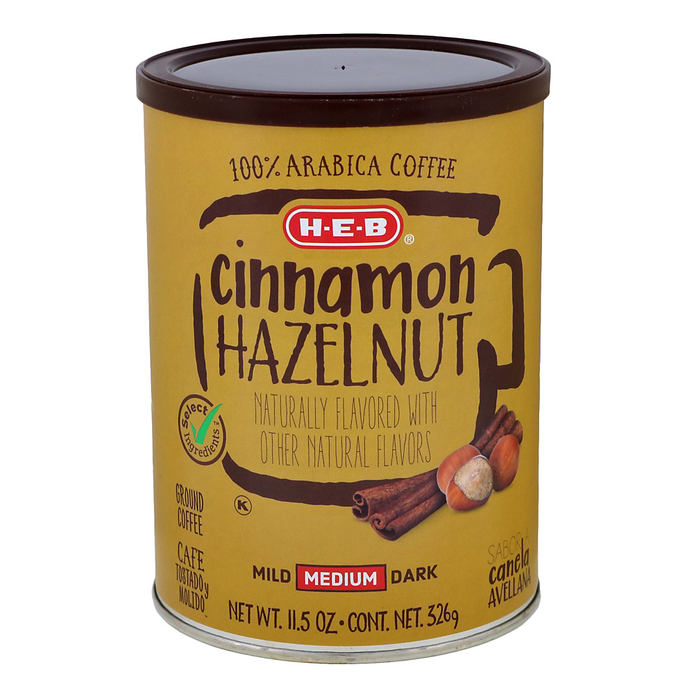 Calories in H-E-B Select Ingredients Cinnamon Hazelnut Medium Roast Ground Coffee, 11.5 oz