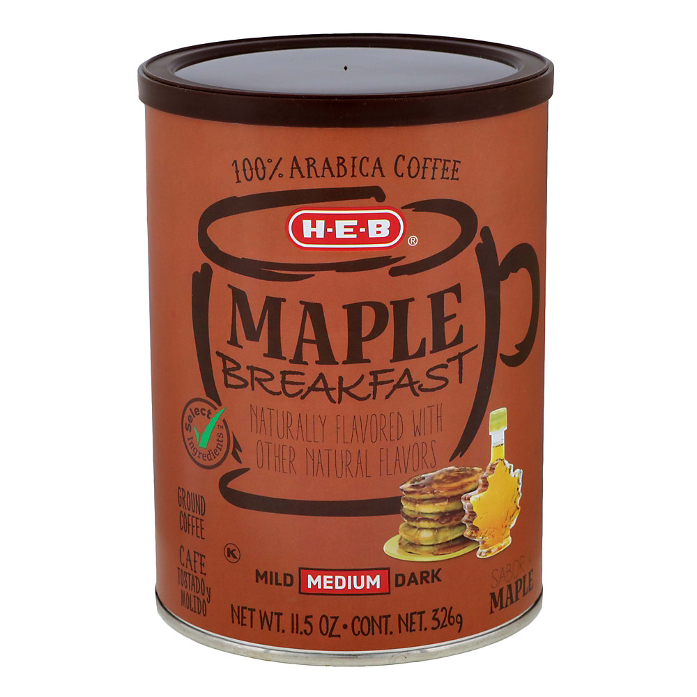 Calories in H-E-B Select Ingredients Maple Breakfast Medium Roast Ground Coffee, 11.5 oz