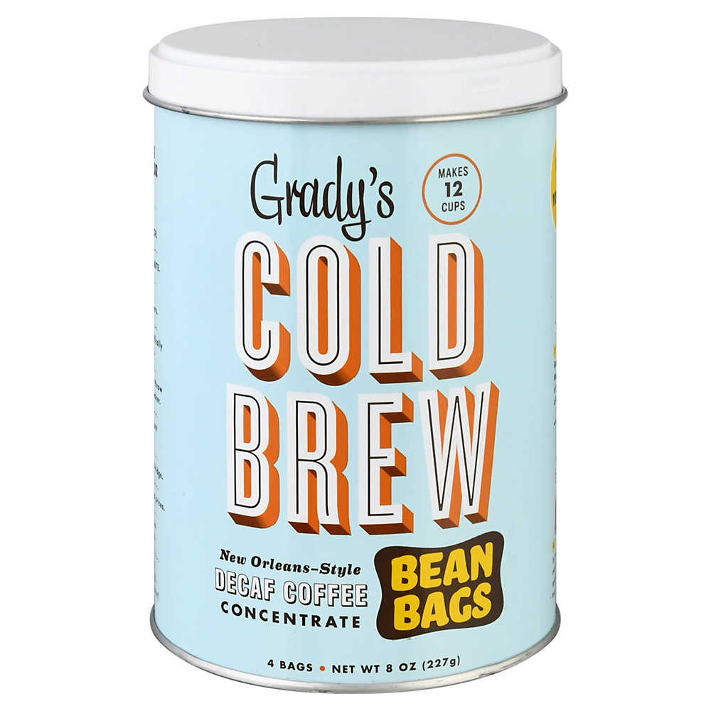 Calories in Grady's Cold Brew Decaf Coffee Concentrate Bean Bags, 4 ct