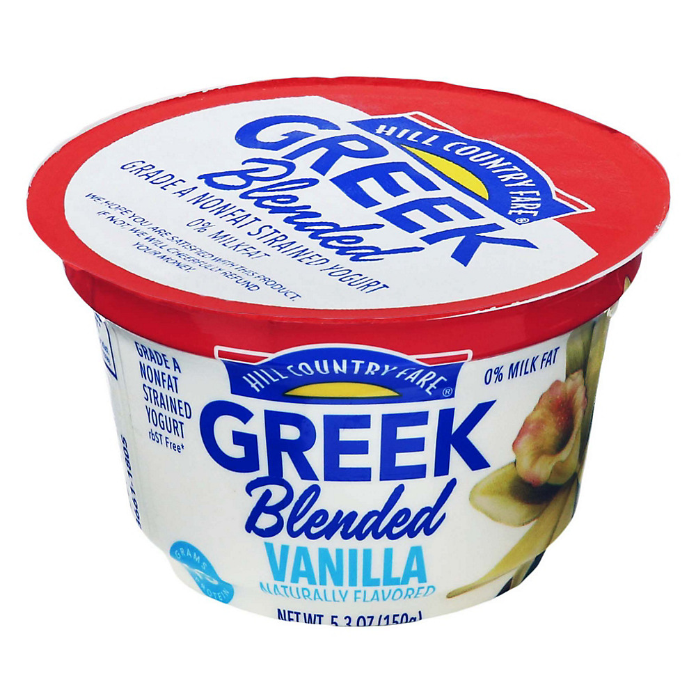 Calories in Hill Country Fare Blended Vanilla Greek Yogurt, 5.3 oz