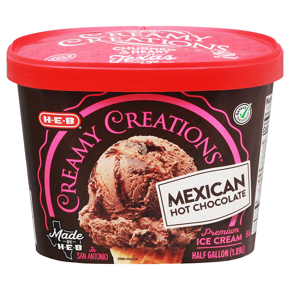 Calories in H-E-B Select Ingredients Creamy Creations Mexican Hot Chocolate Ice Cream, Half Gallon, 64 oz