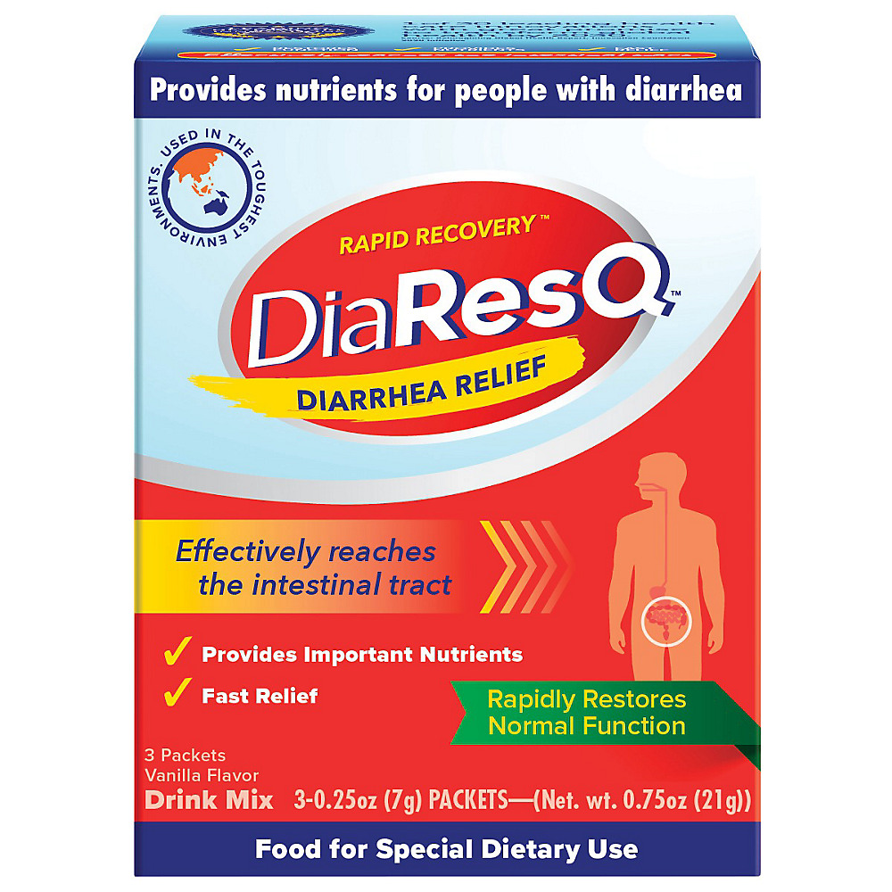 Calories in DiaResQ Rapid Recovery Rapid Recovery Diarrhea Relief, 3 ct