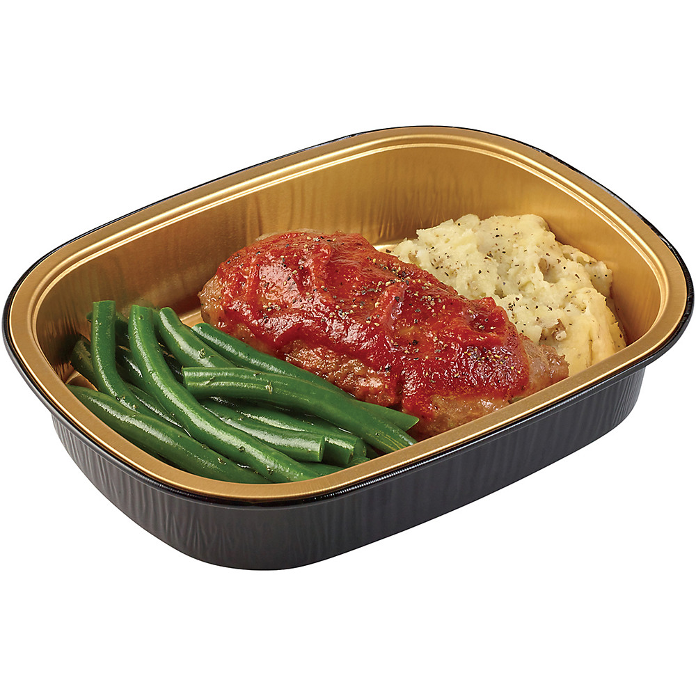 Calories in H-E-B Meal Simple Homestyle Meatloaf, Mashed Potatoes and Green Beans , Avg. 0.9 lb
