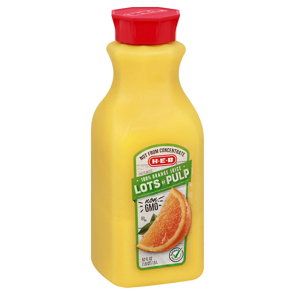 Calories in H-E-B Select Ingredients Lots of Pulp Orange Juice, 52 oz
