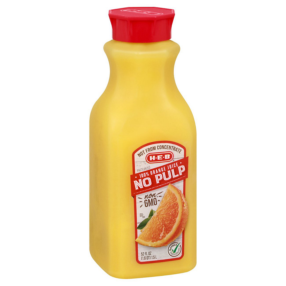 Calories in H-E-B Select Ingredients No Pulp Orange Juice, 52 oz
