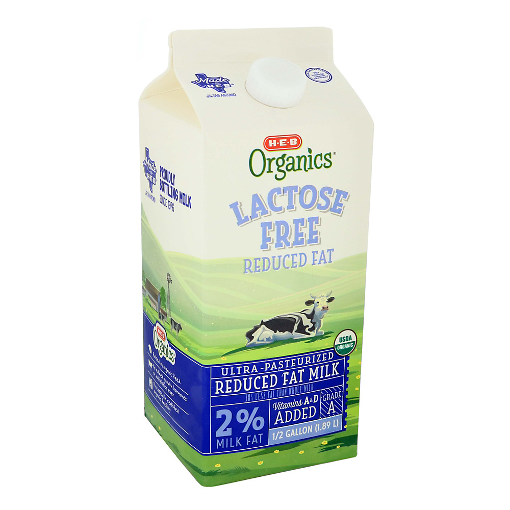 Calories in H-E-B Organics Lactose Free 2% Reduced Fat Milk, 1/2 gal