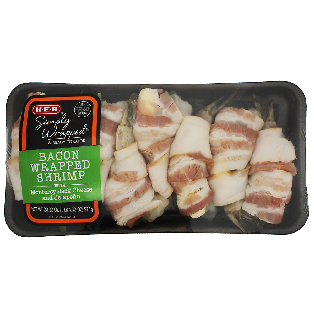 Calories in H-E-B Bacon Wrapped Shrimp Poppers with Monterey Jack Cheese and Jalapeno, 8 ct