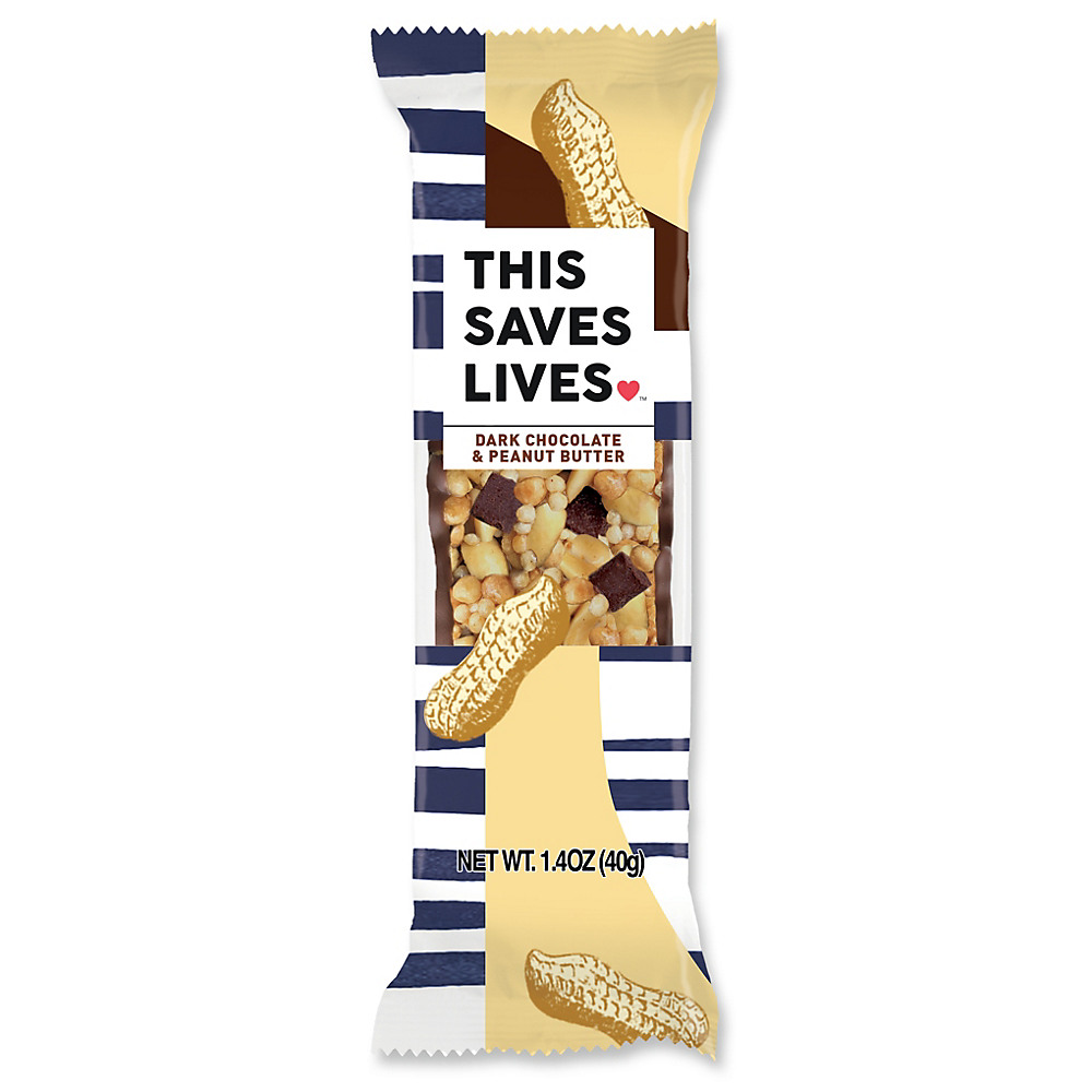 Calories in This Saves Lives Dark Chocolate & Peanut Butter Bar, 1.4 oz