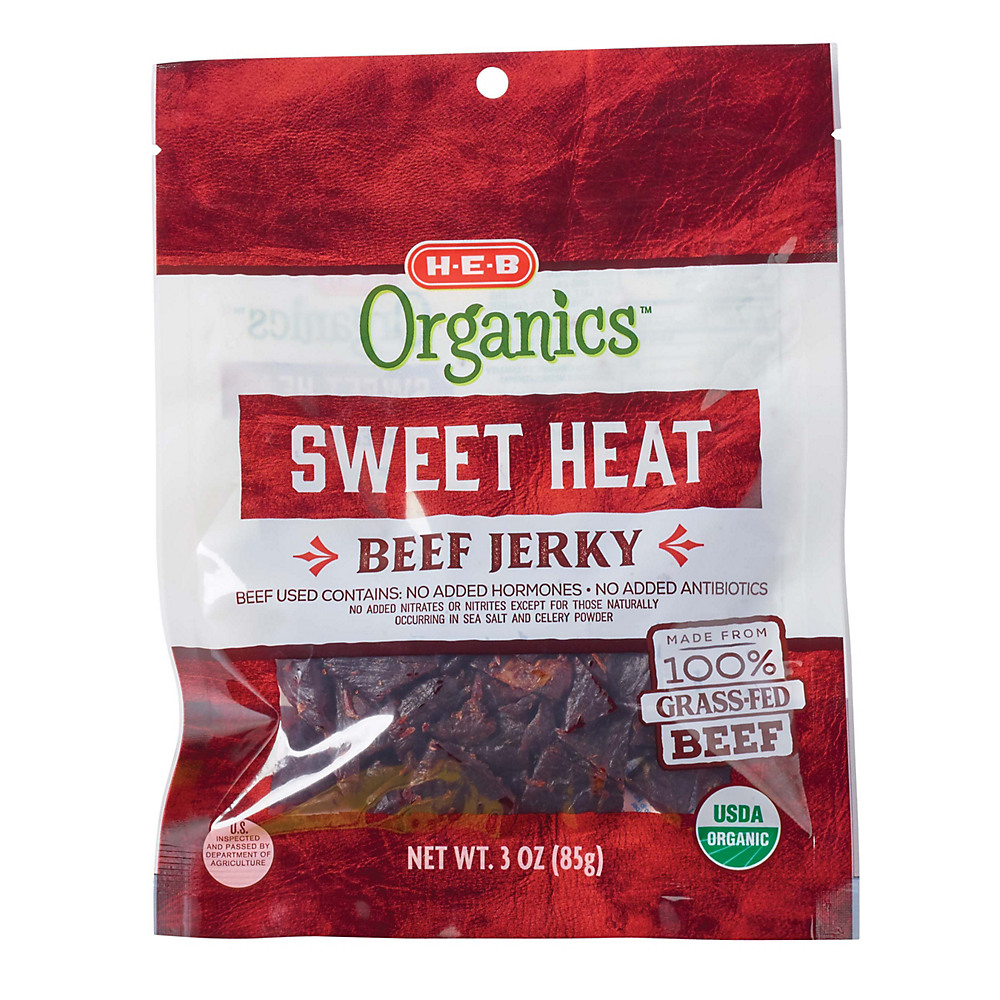 Calories in H-E-B Organics Sweet Heat Beef Jerky, 3 oz