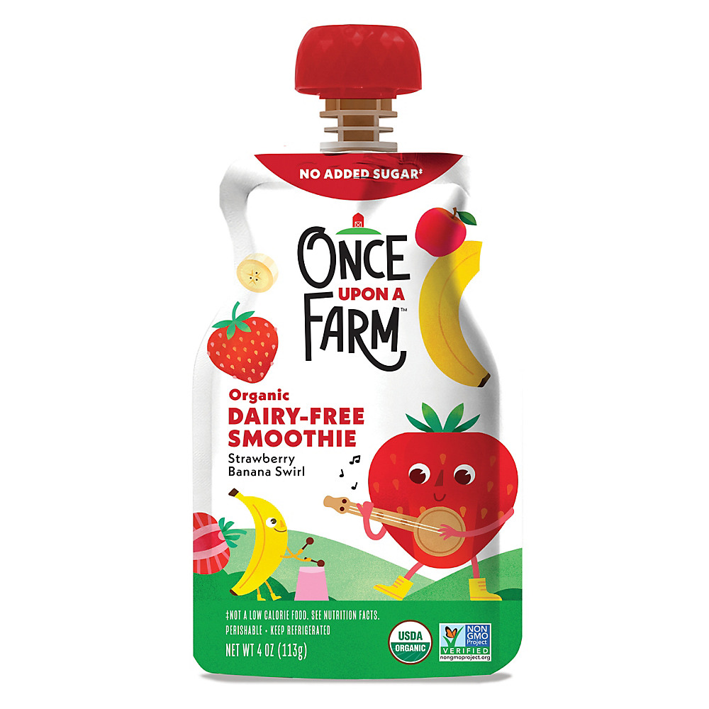 Calories in Once Upon a Farm Organic Dairy-Free Smoothie, Strawberry Banana Swirl, 4 oz