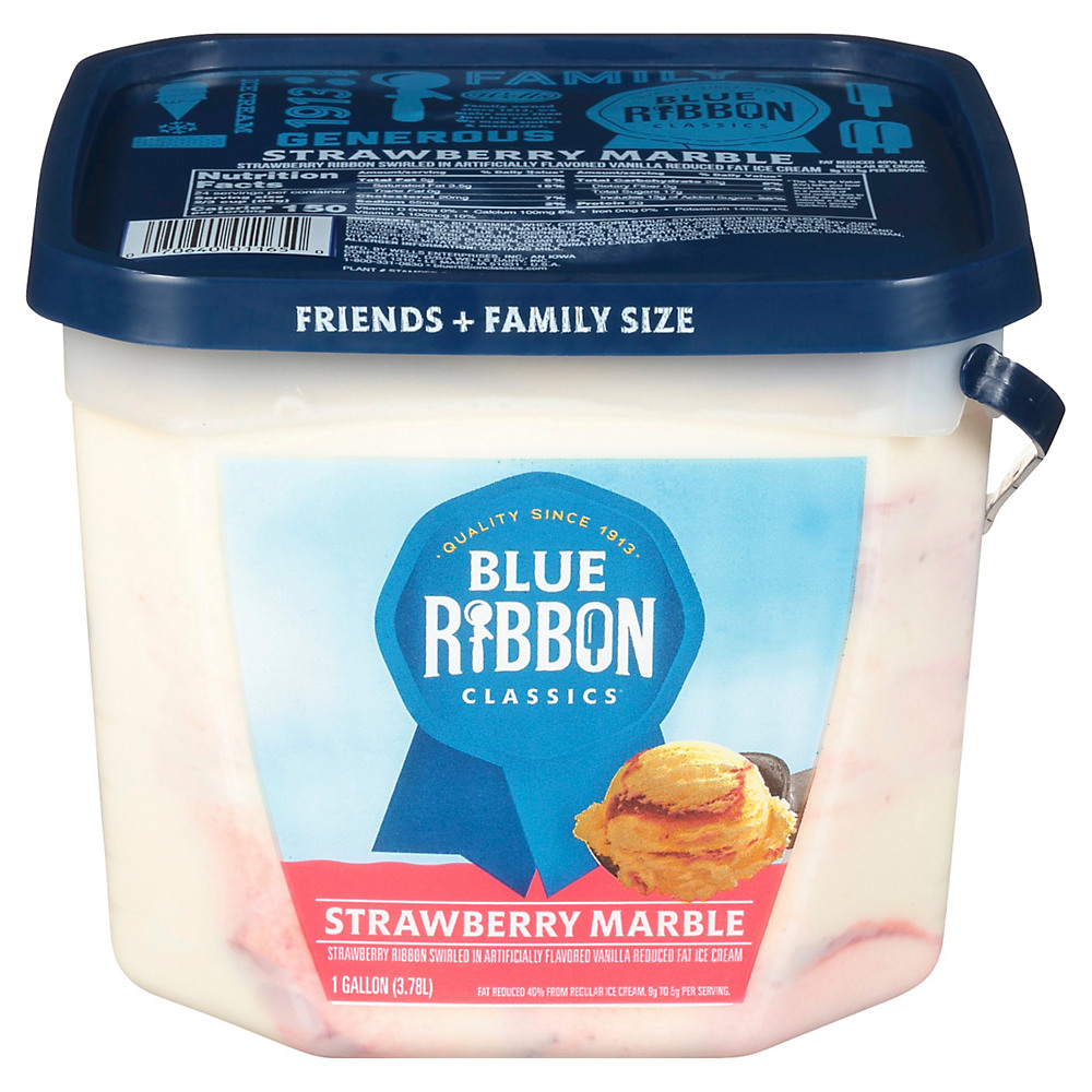 Calories in Blue Ribbon Classics Strawberry Marble Ice Cream Family Size, 1 gal