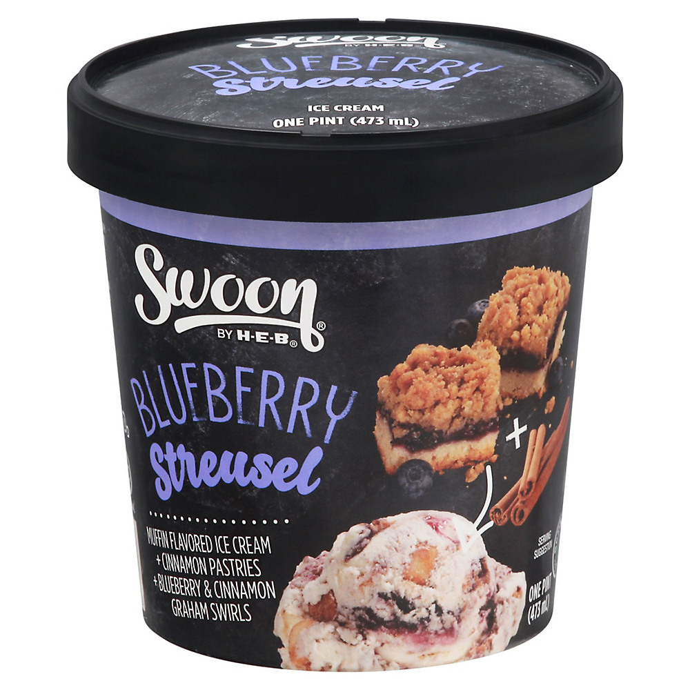 Calories in Swoon by H-E-B Blueberry Streusel Ice Cream, 1 pt
