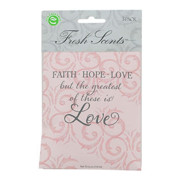 Fresh Scents Faith Hope Love Scented Sachets, 3 pk