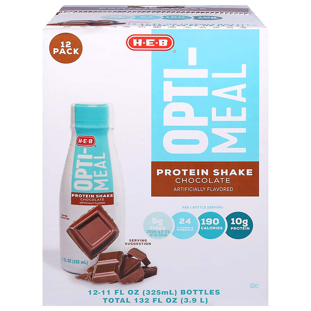 Calories in H-E-B Opti-Meal Chocolate Protein Shake 12 pk, 11 oz