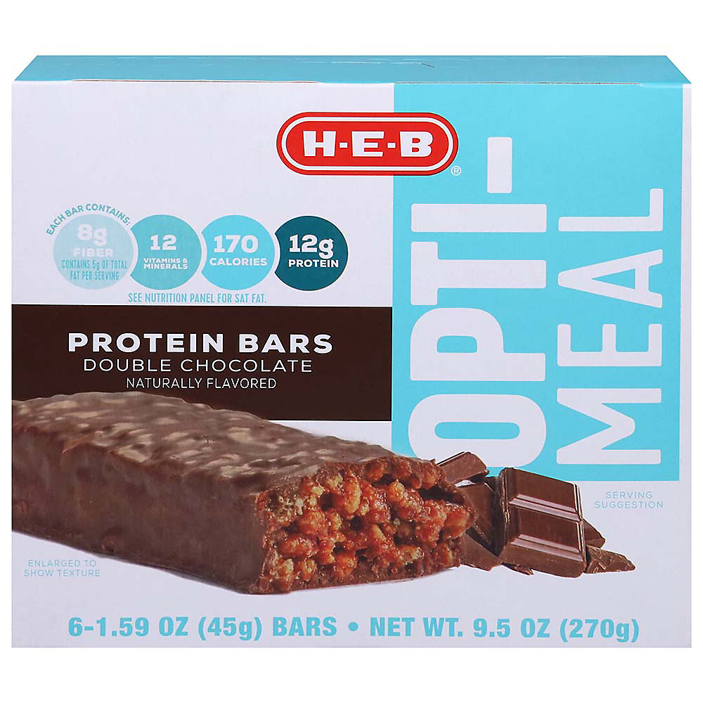 Calories in H-E-B Opti-Meal Double Chocolate Protein Bars, 6 ct