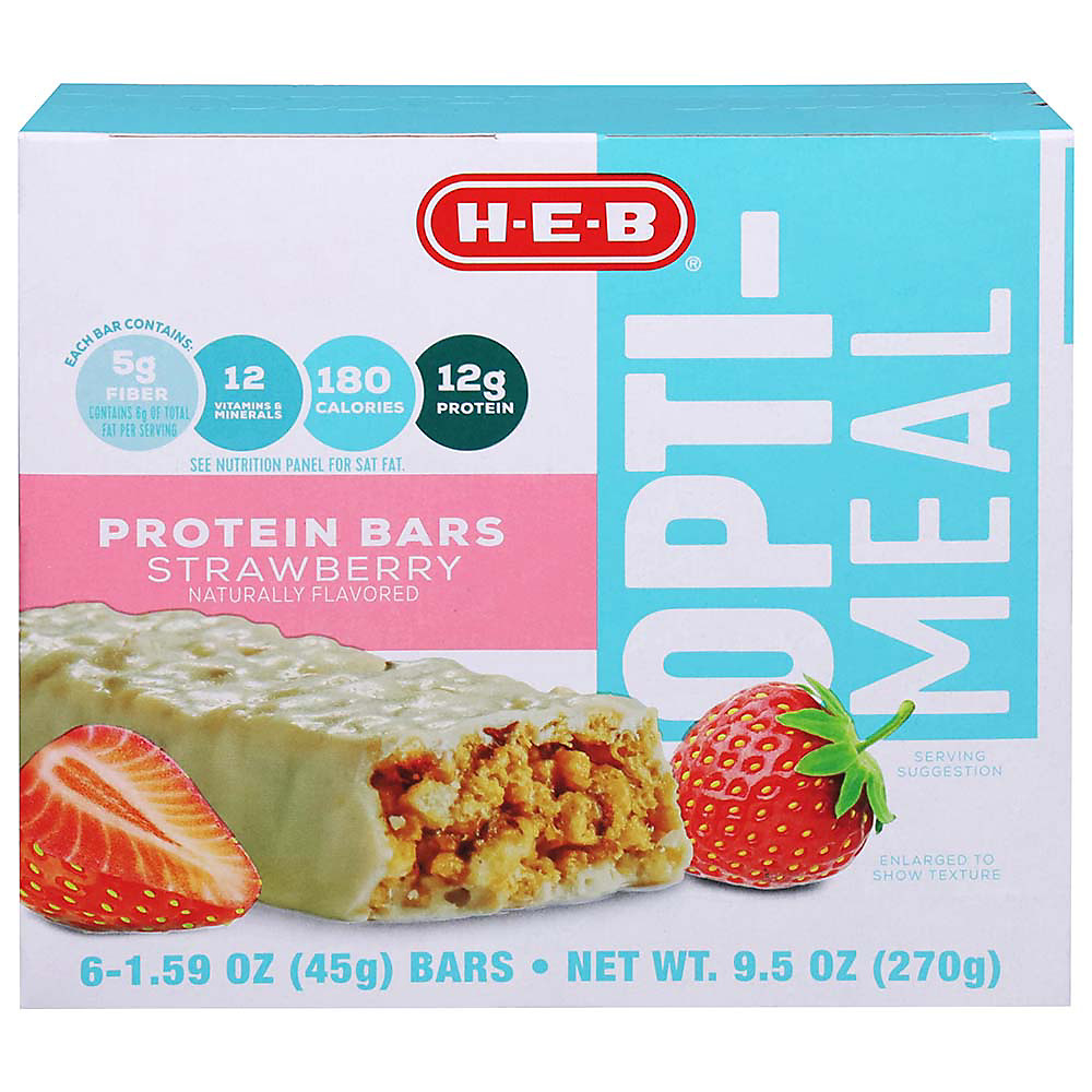 Calories in H-E-B Opti-Meal Strawberry Protein Bars, 6 ct