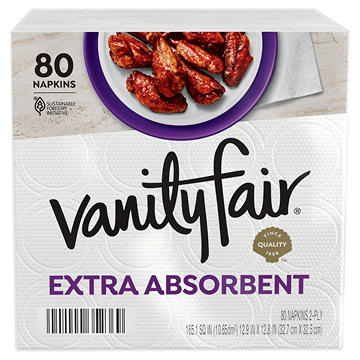 Vanity Fair Extra Absorbent Paper Napkins-White, 80 ct