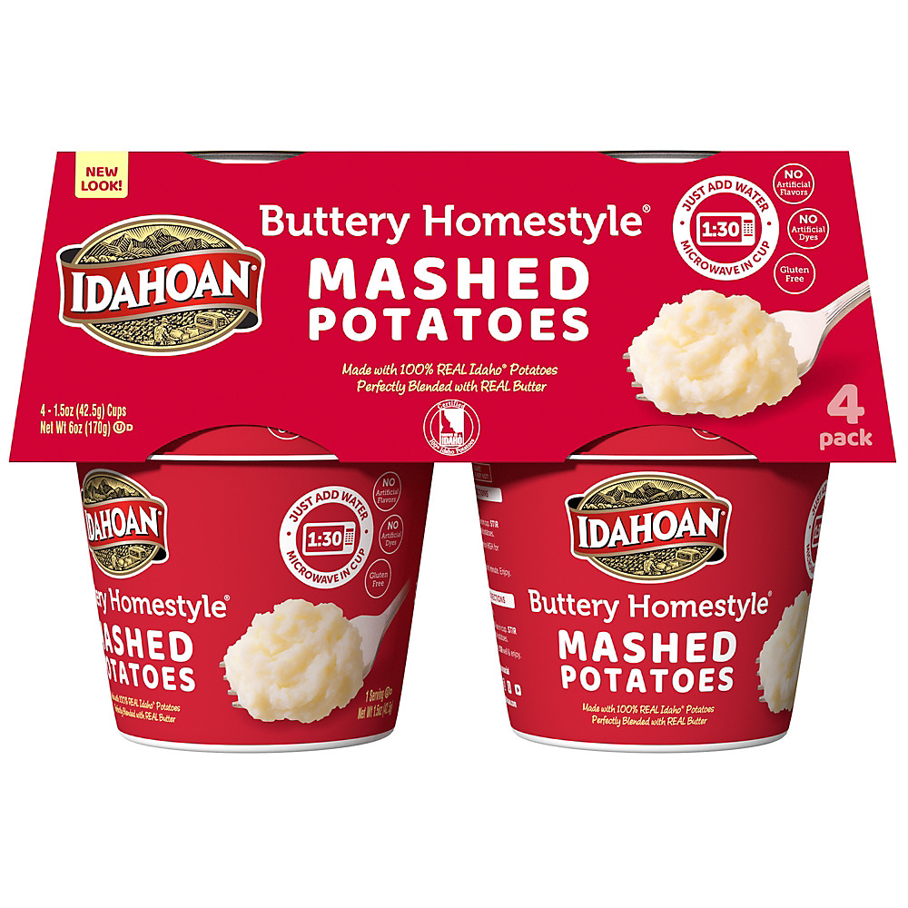 Calories in Idahoan Buttery Homestyle Mashed Potatoes Cups, 4 ct