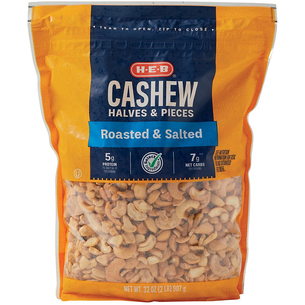 Calories in H-E-B Select Ingredients Cashew Halves & Pieces Salted, 32 oz