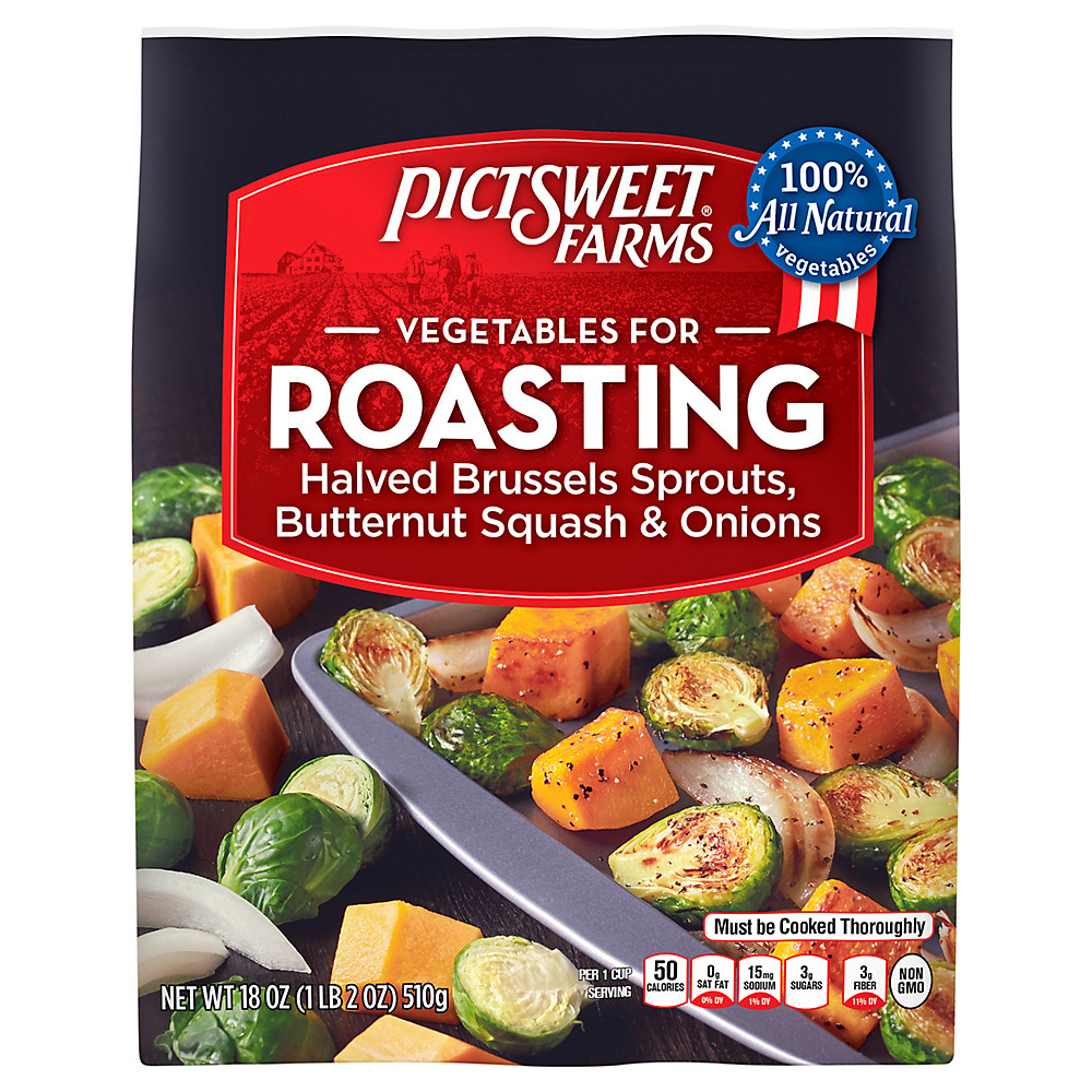 Calories in Pictsweet Vegetables For Roasting Halved Brussels Sprouts Butternut Squash & Onions, 18 oz