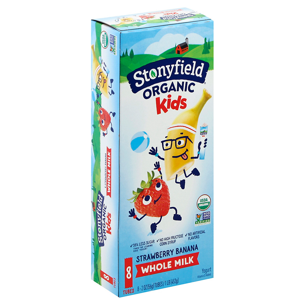 Calories in Stonyfield Organic Kids Strawberry Banana Whole Milk Yogurt Tubes, 8 ct