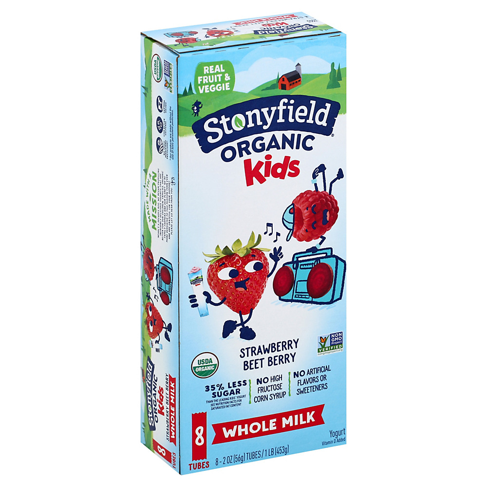 Calories in Stonyfield Organic Kids Strawberry Beet Berry Whole Milk Yogurt Tubes, 8 ct