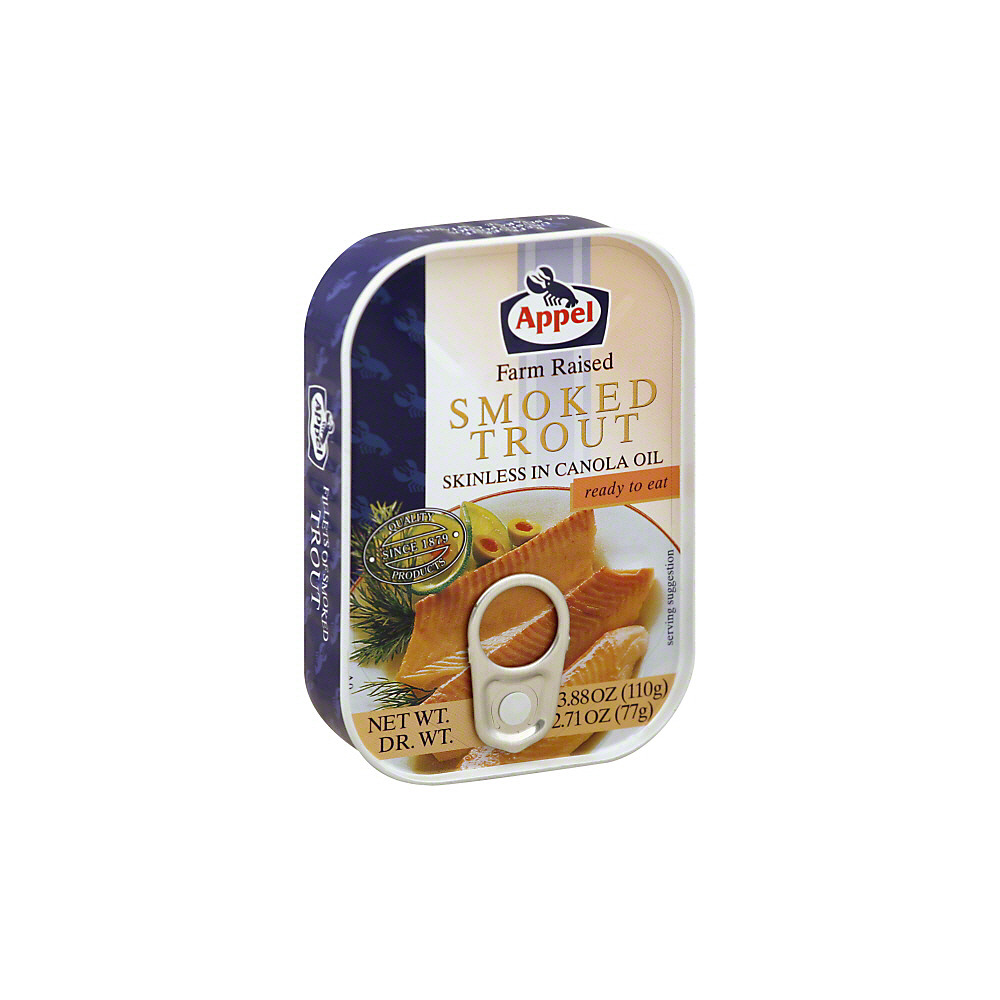 Calories in Appel Farm Raised Smoked Trout in Canola Oil, 3.88 oz