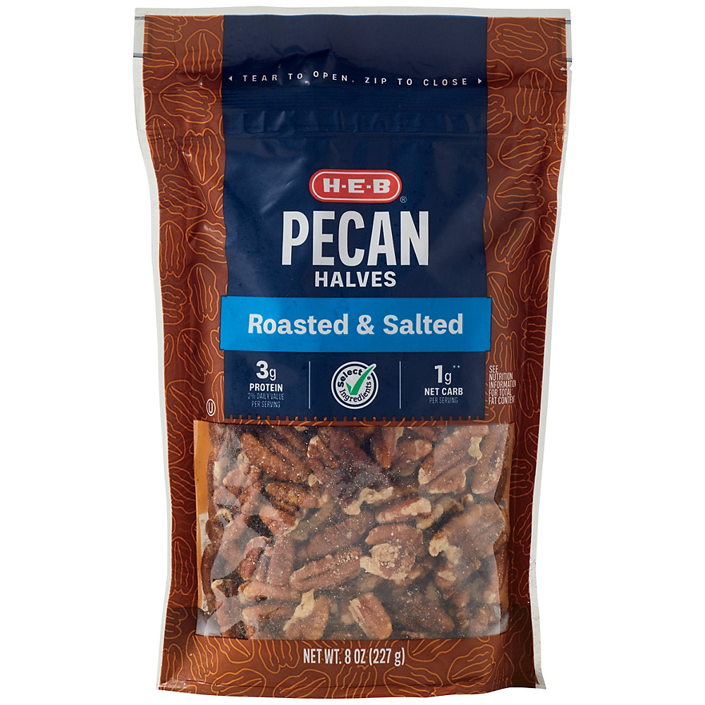Calories in H-E-B Select Ingredients Roasted & Salted Pecans, 8 oz