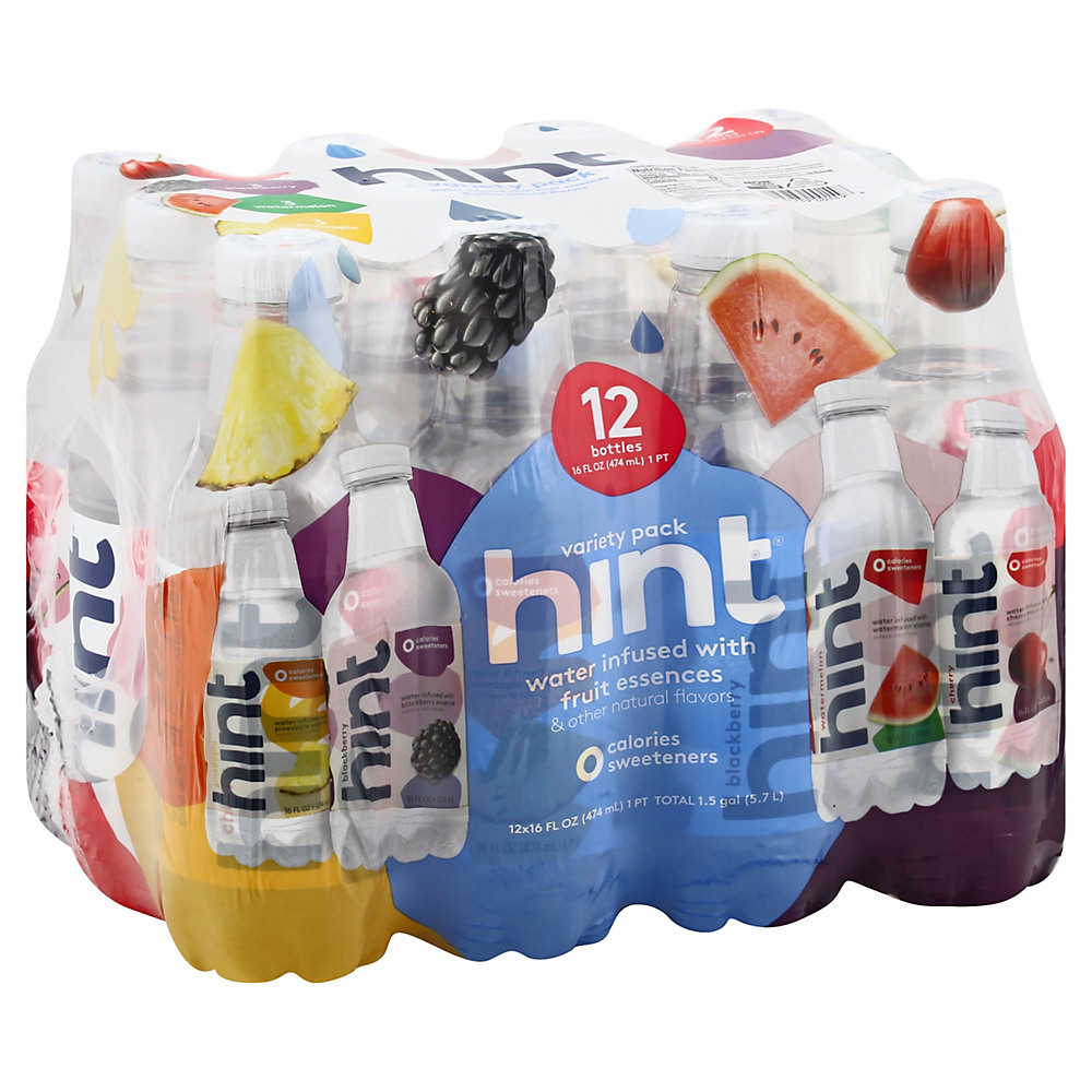 Calories in Hint Unsweetened Water 16 oz Bottles Variety Pack, 12 pk