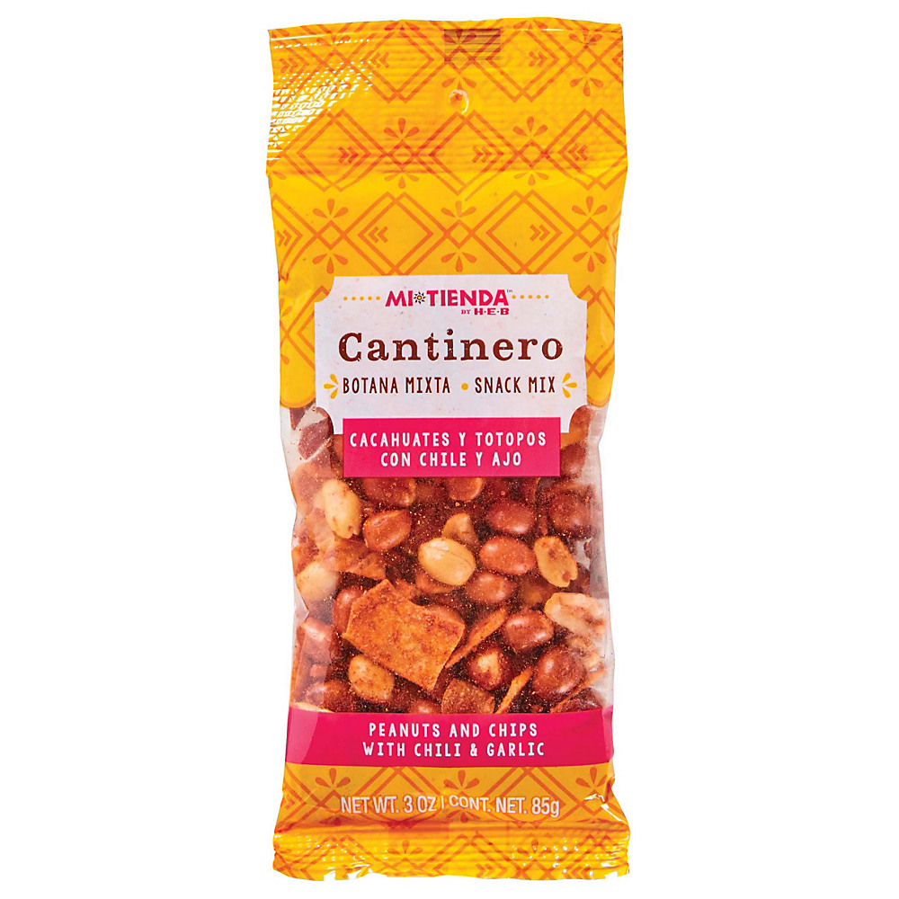 Calories in Mi Tienda Cantinero Peanuts and Chips with Chili & Garlic Snack Mix, 3 oz